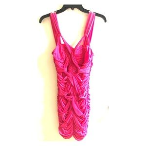 Bebe Hot Pink Ruched Body con Dress